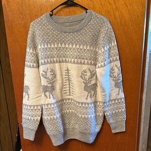 Gray Reindeer Pattern Sweater